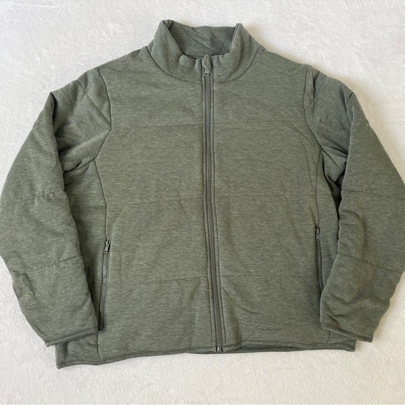 Three Dots Sz Large Sage Green Knit Material Lightweight Puffer Coat Athleisure - Picture 1 of 11